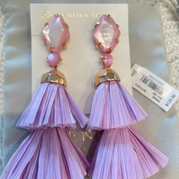 3 in 1 Kendra Scott Denise Pink Lilac Mother of Pearl Statement Earrings Dangle - Picture 2 of 4